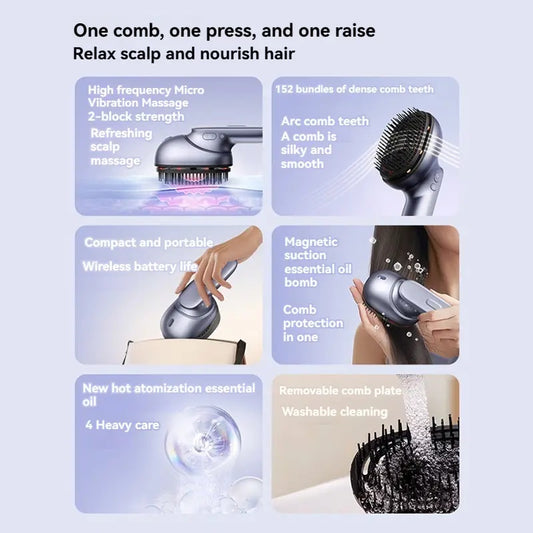 Electric Scalp Massage Comb with Hair Oil Bottles