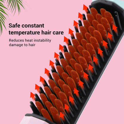 Rechargeable Wireless Hair Straightening Comb Brush
