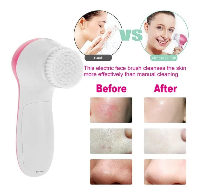 Waterproof Facial Cleansing Brush with 5 Heads