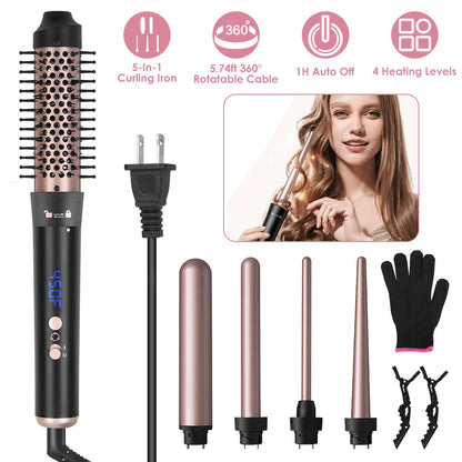 5-in-1 Curling Wand Hair Curling Iron Brush