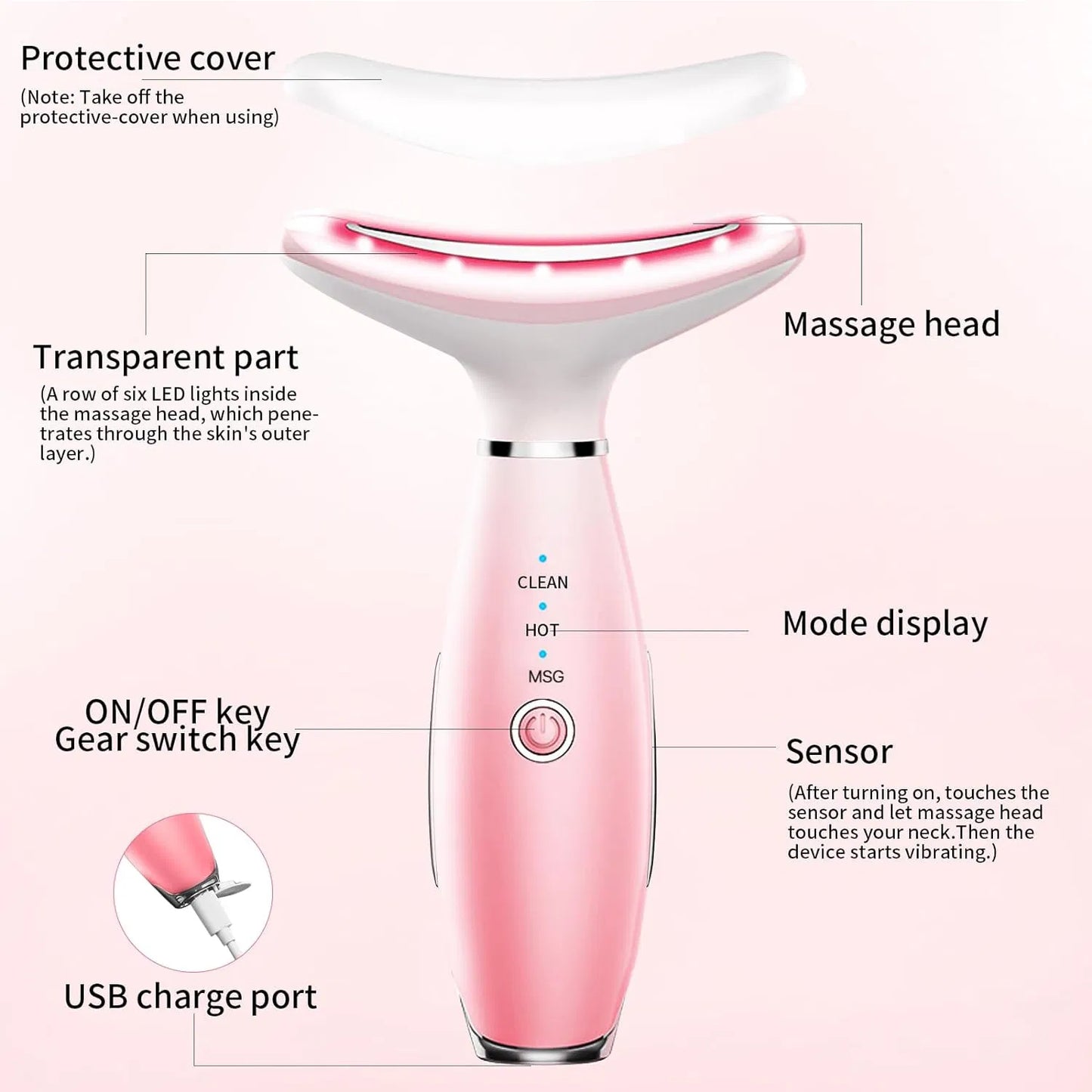 3-in-1 Neck & Face Massager With Heat