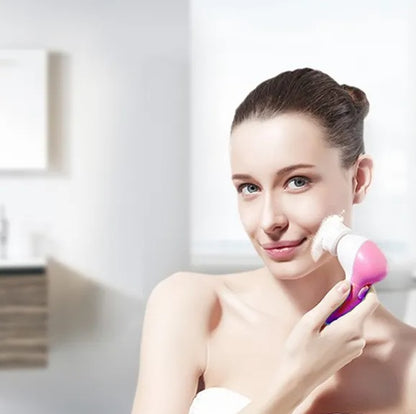 Waterproof Facial Cleansing Brush with 5 Heads