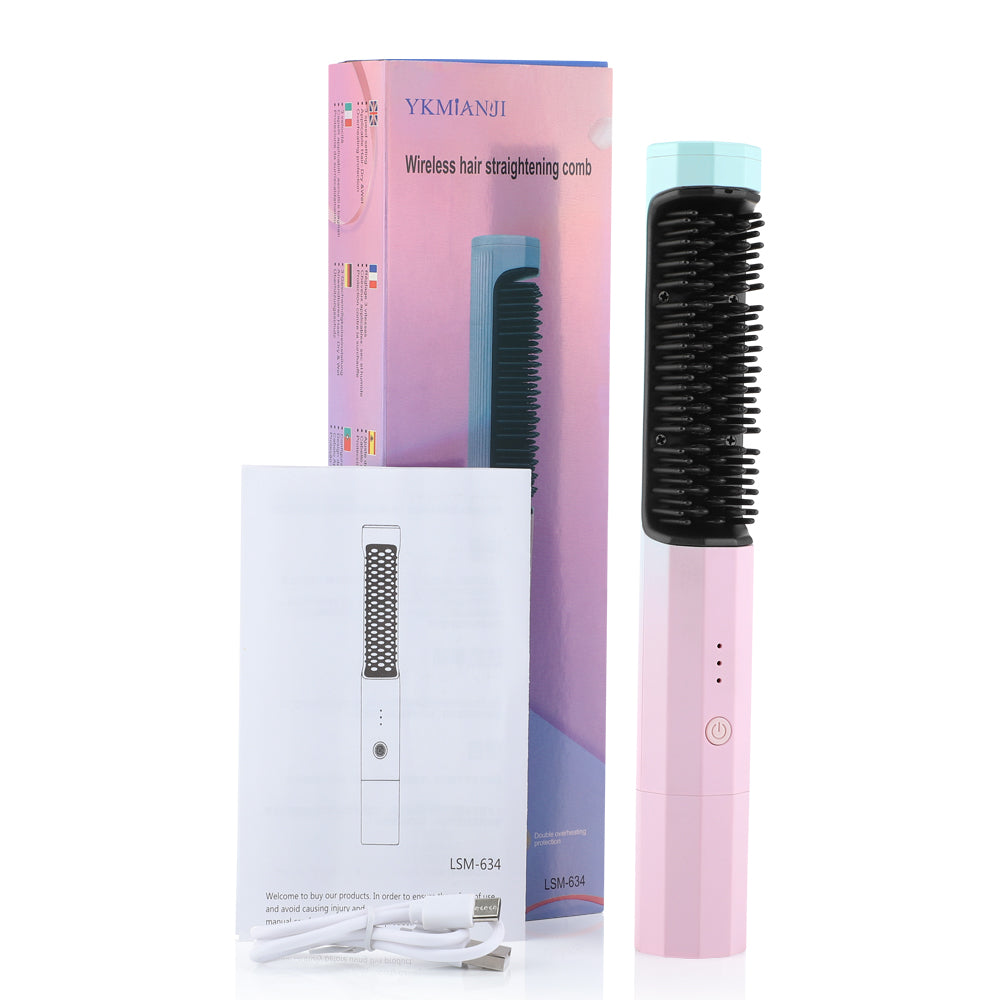 Rechargeable Wireless Hair Straightening Comb Brush