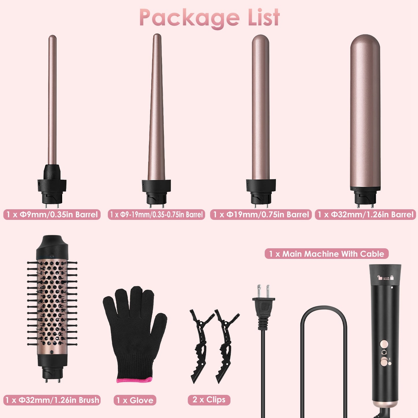 5-in-1 Curling Wand Hair Curling Iron Brush