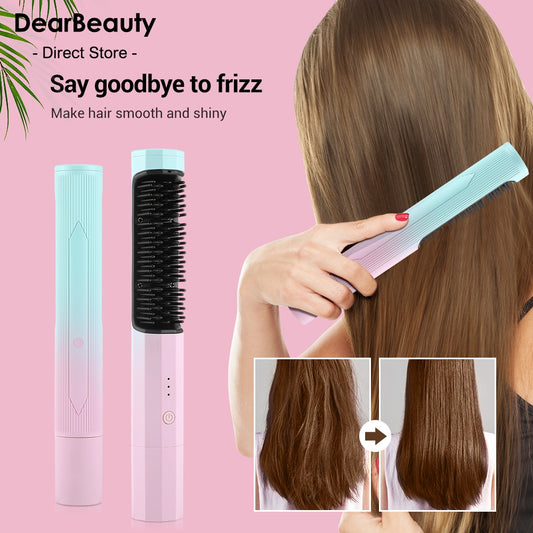 Rechargeable Wireless Hair Straightening Comb Brush