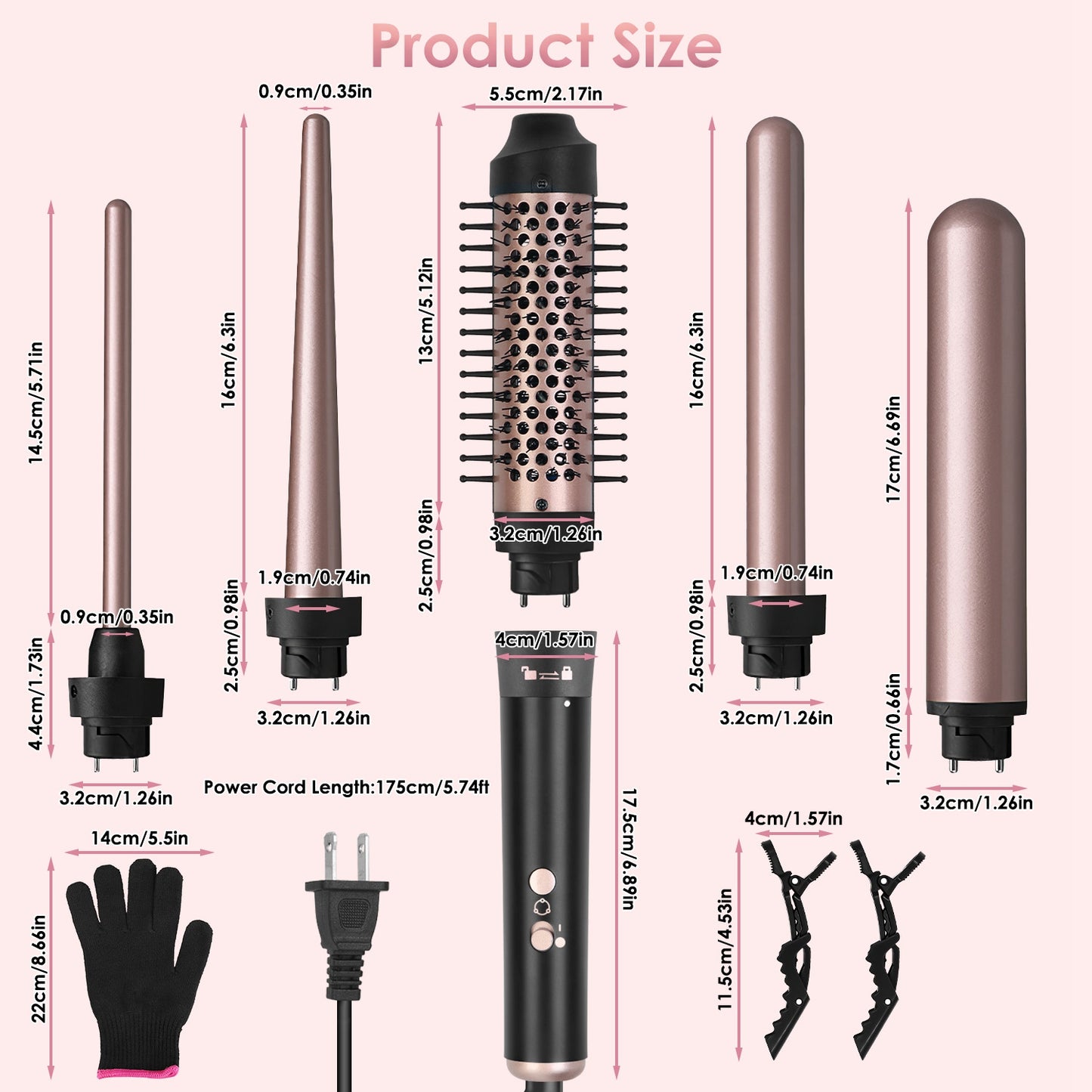 5-in-1 Curling Wand Hair Curling Iron Brush
