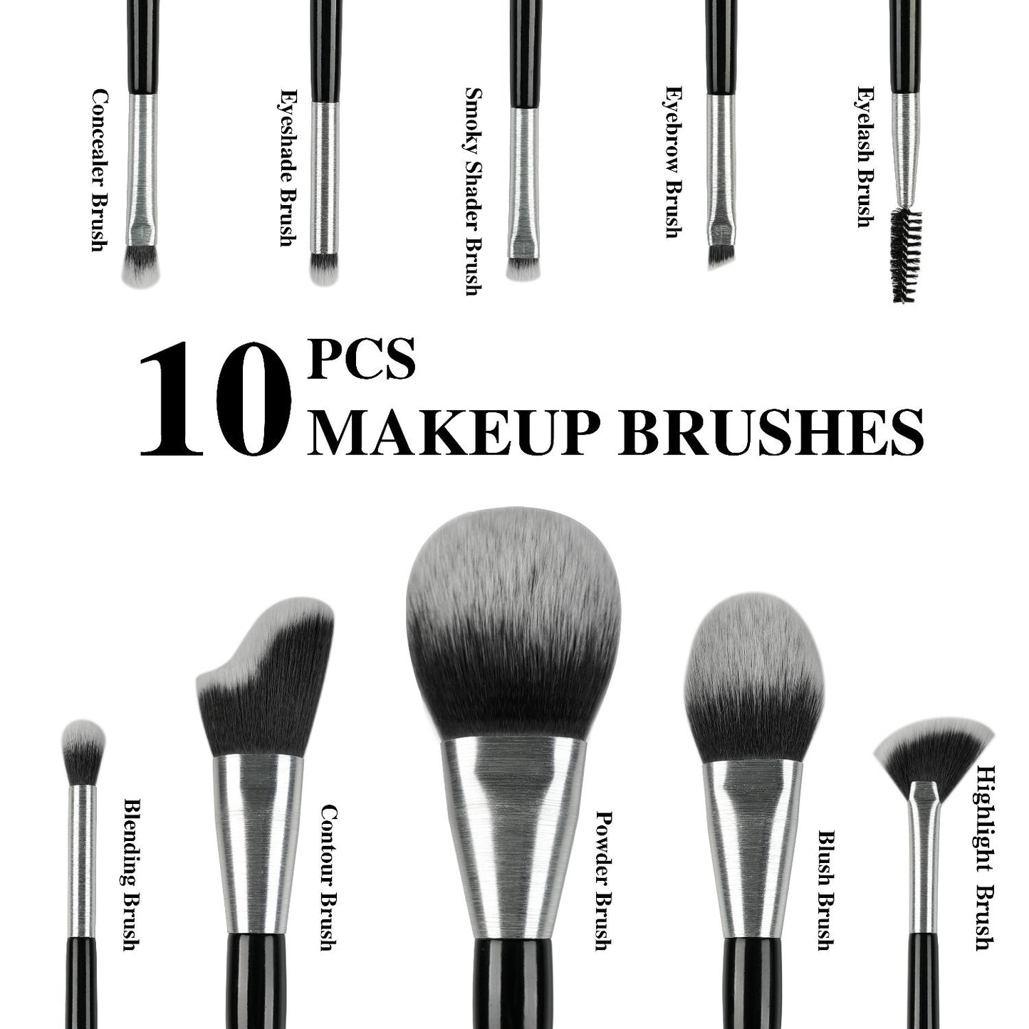 10‑Piece Professional Makeup Brush Set