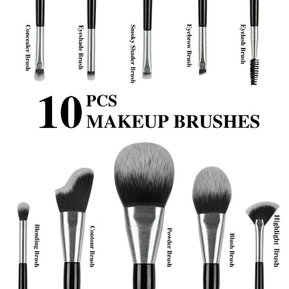 10‑Piece Professional Makeup Brush Set