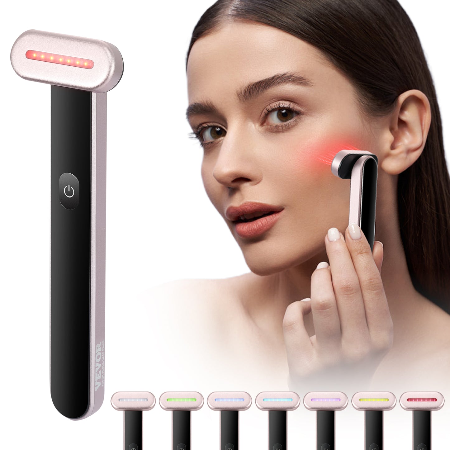 VEVOR 7-Color LED Red Light Facial Wand