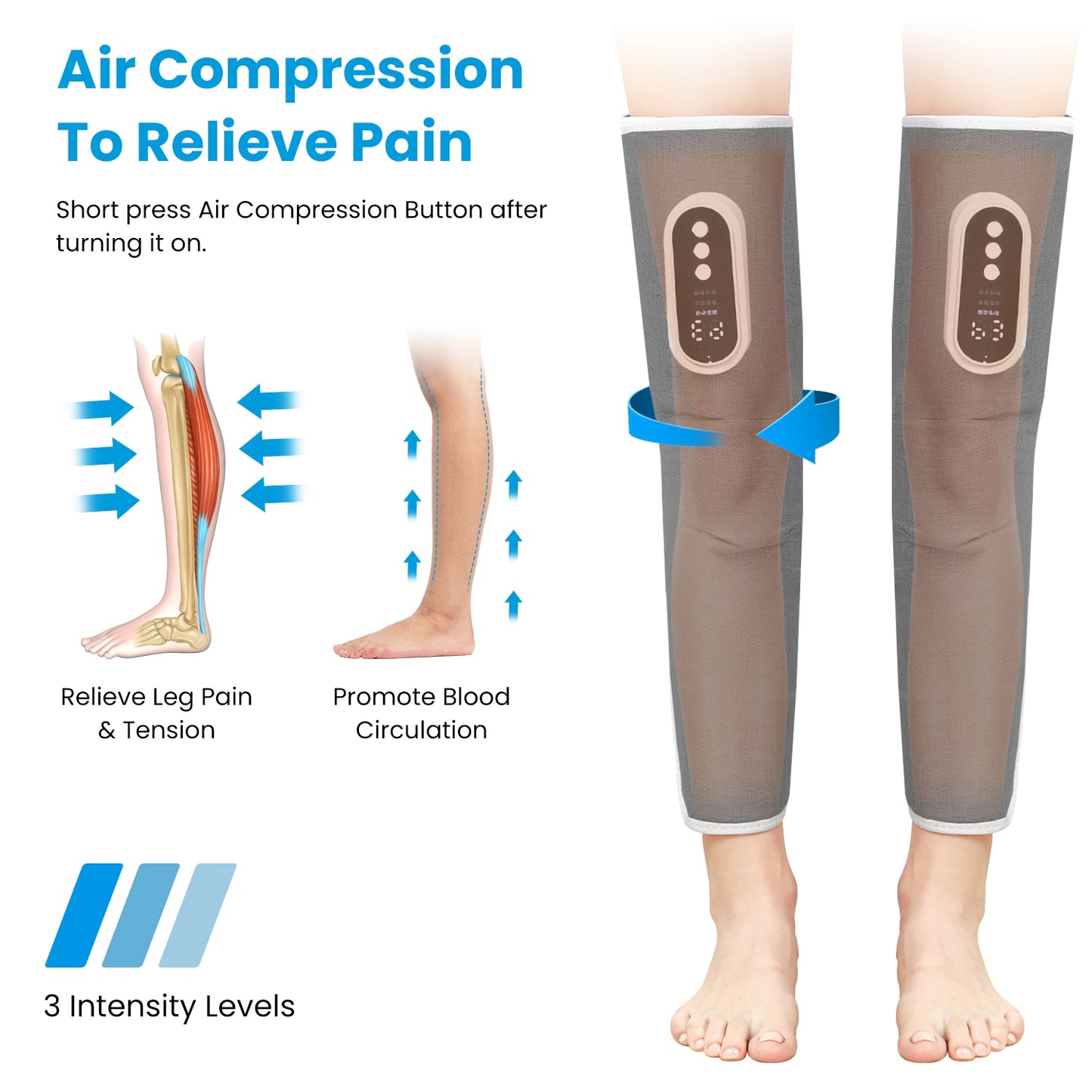 Cordless Heated Air Compression Leg Massager