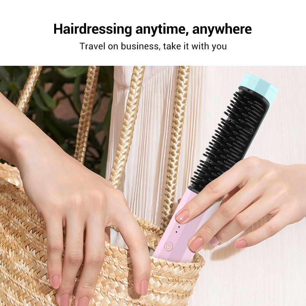 Rechargeable Wireless Hair Straightening Comb Brush