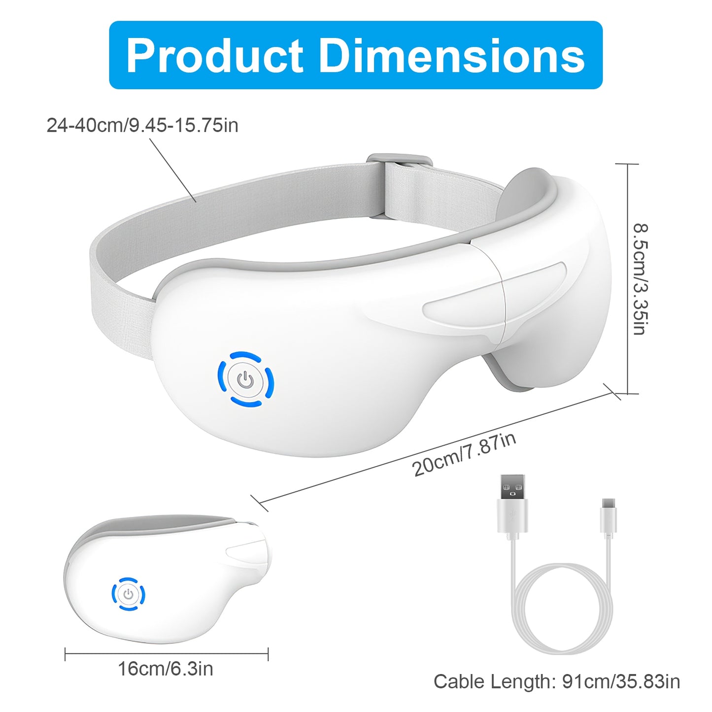Wireless Eye Massager with Heat, Music & Air Pressure