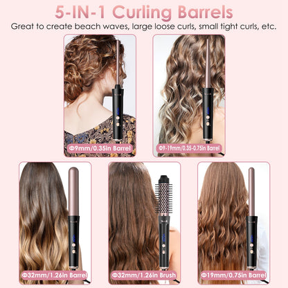 5-in-1 Curling Wand Hair Curling Iron Brush
