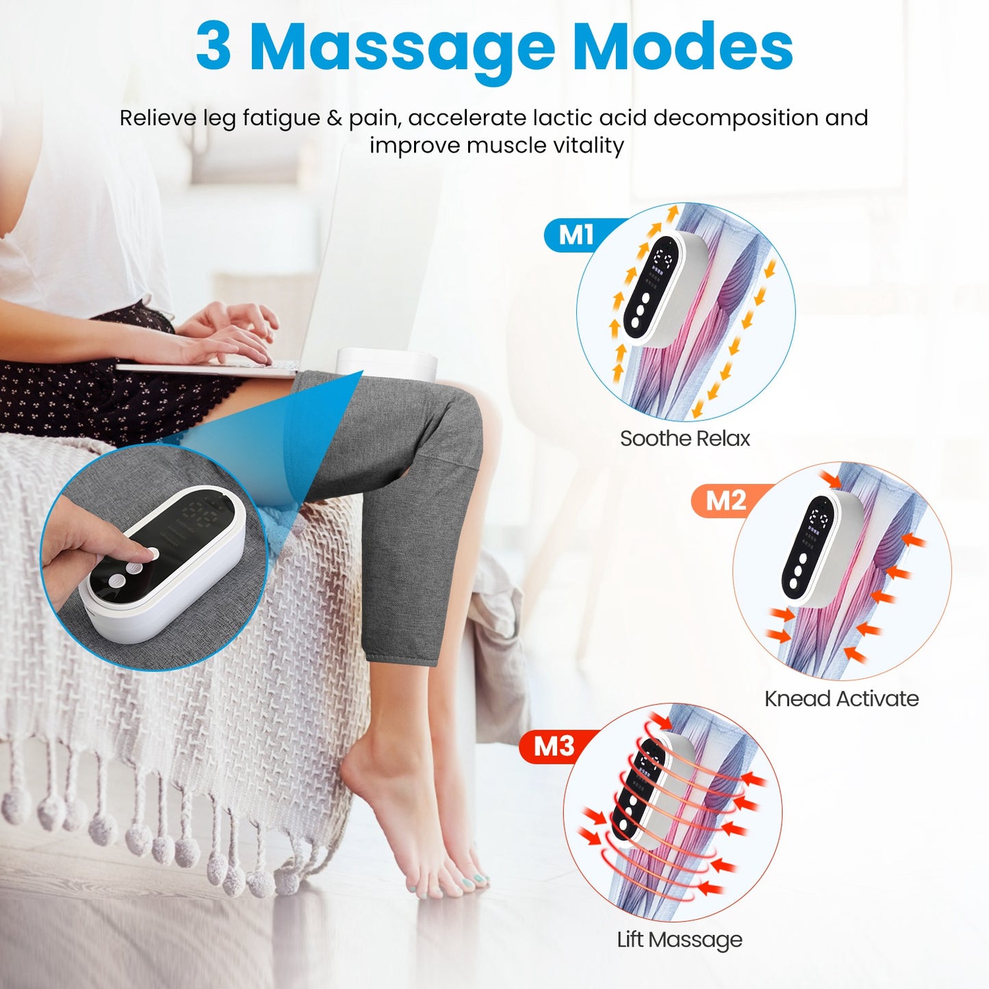 Cordless Heated Air Compression Leg Massager